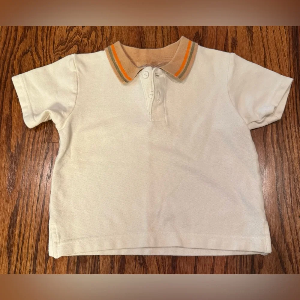 Vintage Gymboree Cream and Tan Polo Top